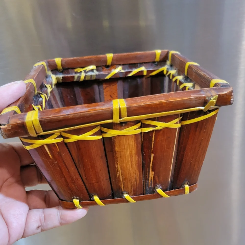 Vintage Small Handmade Bamboo Basket